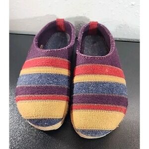 Haflinger shoes women's slippers slippers wool grizzly stripes Sz 9 Wm